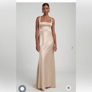Jenny Yoo Shimmering Cream Maxi Dress